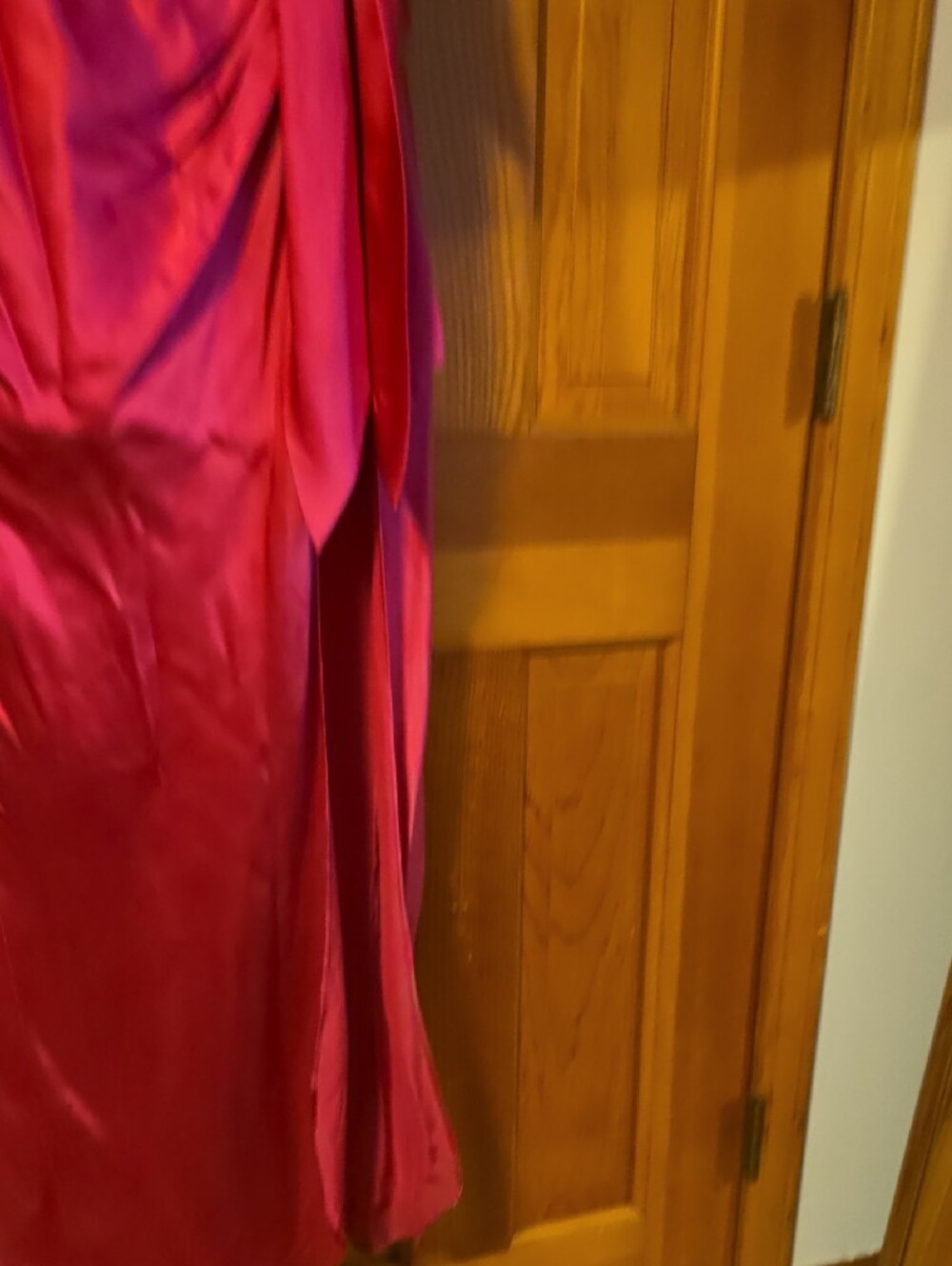 cinq a sept Hot Pink Satin Maxi Dress with Side Bow - Picture 6 of 16